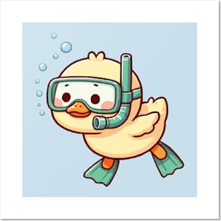 funny duck Snorkeling Posters and Art